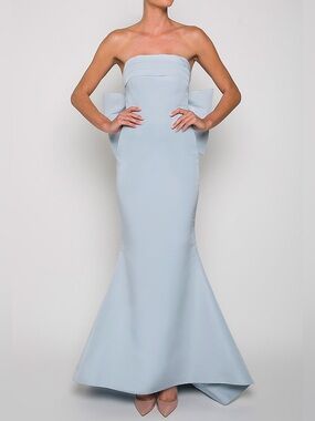 Alexia Maria Signature Collection Margaret Silk Faille Gown Maxi Blue Dress